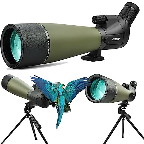 GOOCHIN 25-75X80 Spektiv, HD Spotter Zielfernrohr für Zielschießen, BAK4 Prisma mit Stativ, Smartphone Adapter, Wasserdichtes Spektiv für Vogelbeobachtung, Jagd, Wildtierbeobachtung