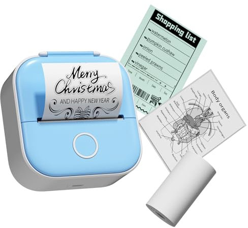 COLORWING T02 Sticker Printer, Inkless Mini Thermal Printer for iPhone, Bluetooth Pocket Sticker Maker Machine for Photo and Notes, Compatible with phomemeo App, Blue
