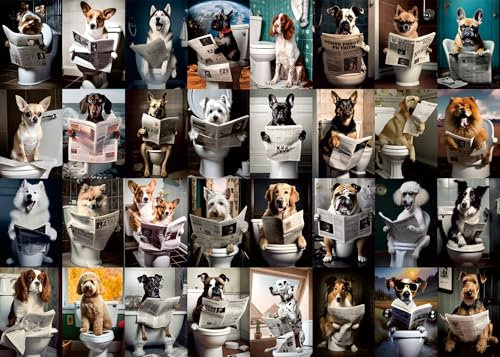 Pooping Puppies Puzzle Hund Puzzles 1000 Teile für Erwachsene, Tier Jigsaw Puzzles 1000 Teile, Lustige Welpen Puzzles Streich Puzzle Hund Pooping
