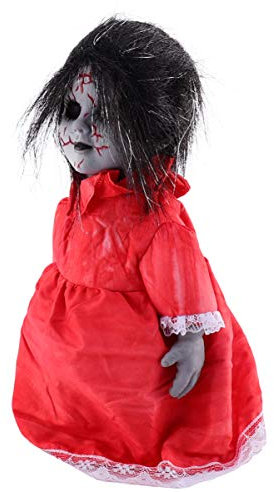 Amosfun 1 STK Sprachaktivierte Induktions-laufpuppe Gehende Gruselige Puppe Verwunschene Puppe Gruselige Halloween-Dekoration Halloween-geisterdekoration Plastik Unheimlich Draussen