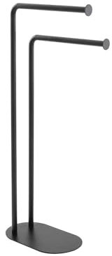 Piantana Portasciugamani e Porta Salviette per Bagno con 2 Bracci - Porta Asciugamani con 2 Ganci, in Acciaio, 30x17x80.5cm, Nero