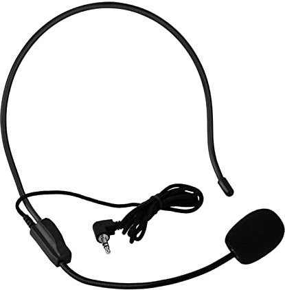 Head Mounted Microphone, 3.5mm Wired Microphone Head-mounted Voice Amplifier Speaker Noise Cancelling MIC, Flexible Wired Boom for Teachers, Speakers, Coaches