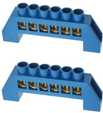 ECSiNG Morsettiera Elettrica a 6 Fori, Ponte, Vite e Crimpatura, Blu, Plastica