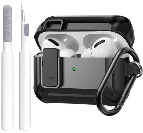 OTOPO für AirPods Pro 2. / 1. Generation Schutzhülle Hülle Case 2023/2022 mit Reinigungsset, Hartschalen-Schutz Hülle für Apple AirPods Pro 2019 Ladehülle Schwarz