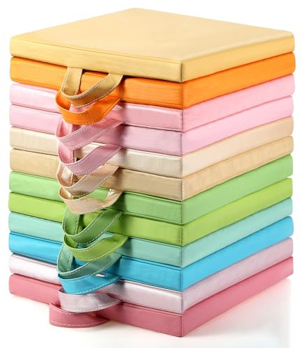Sawysine Bodenkissen, flexibel, mit Griff, für Kinder, Zuhause, Schule, Klassenzimmer, Kindergarten, Kindergarten (Pastellfarbe, quadratisch), 12 Stück