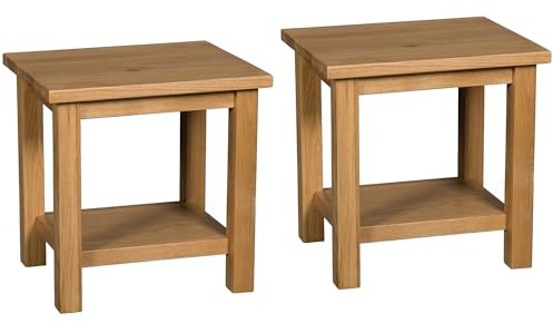 Hallowood Furniture Waverly Eiche Kleiner Tisch, Helle Eiche Beistelltisch 2er Set, Konsolentisch, Massivholz Couchtisch für Wohnzimmer, Nachttisch, Lampentisch, Telefontisch, Beistelltisch
