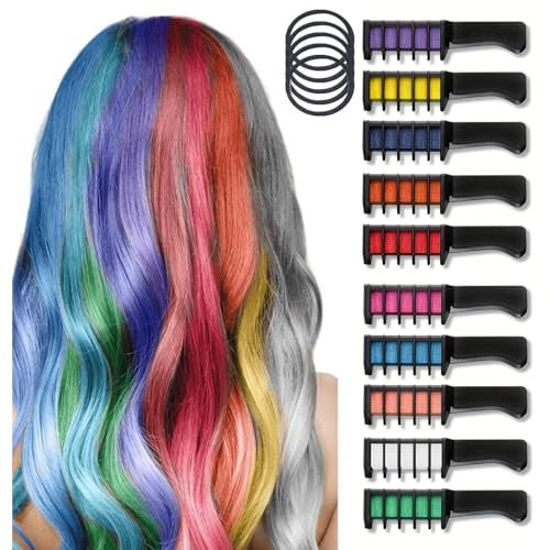 SSKHE 10PCS Haarkreide Kamm, temporäre leuchtende Haarfarbe Farbe Creme, ungiftig Haare färben für Mädchen, Jungen, Kinder, Frauen für Halloween Weihnachten Geburtstag Party, Cosplay, Karneval