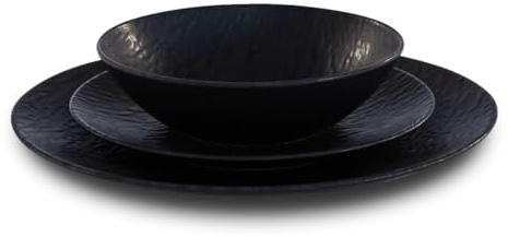 MEDARD DE NOBLAT - Service vaisselle - Mica - Grès - Lot de 18 assiettes - Noir