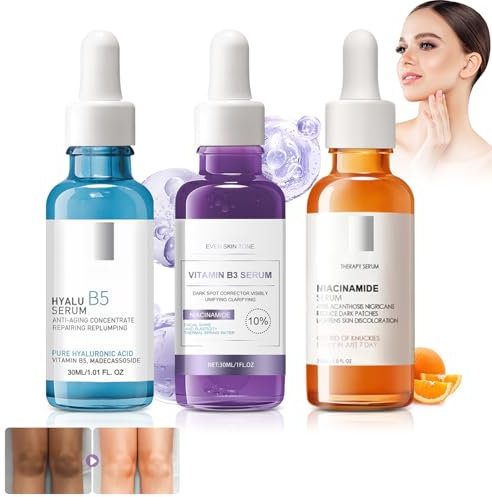 Vitamin C Serum,Serum B5,Vitamin B3 Serum Anti-Wrinkle Serum, für einen strahlenden Hautton und verkleinerte Poren, Gegen die ersten Anzeichen der Hautalterung