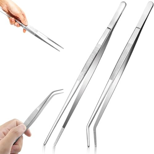 AVRUYPI 2 pinzas de cocina de acero inoxidable, pinzas para asar a la parrilla, pinzas de cocina, pinzas profesionales para cocinar, remendar, mariscos y asar a la parrilla (30 cm)