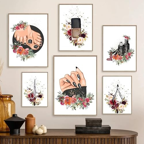 Nagelstudio Maniküre Wandkunst Wandbild Druck Leinwand Malerei Nail Tech Geschenk Nordisches Poster Schönheitssalon Bilder für Wohnzimmer Dekor-Kein Rahmen