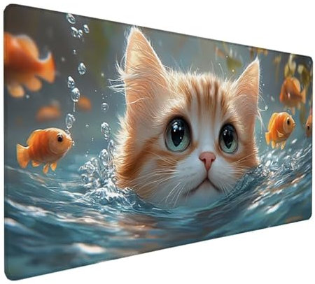 Yellow Large Mouse Mat, 1000x500x3 mm Extended Gaming Mouse Pad Cat Desk Mat With Non-Slip Rubber Base, Waterproof Soft Cloth Mousepad, Stitched Edges Desk Pad for Home Office, Gifts for Men Z-6