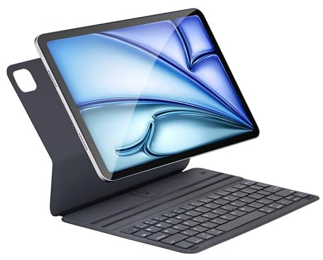 Synchro Bands Smart Keyboard Folio for iPad Pro 12.9 inch (6rd, 5th, 4th and 3th gen) and iPad Air 13 (M2, 2024/M3,2025), Magnetic Keyboard Case with Two Viewing Angles, Front Back Protection (Grey)