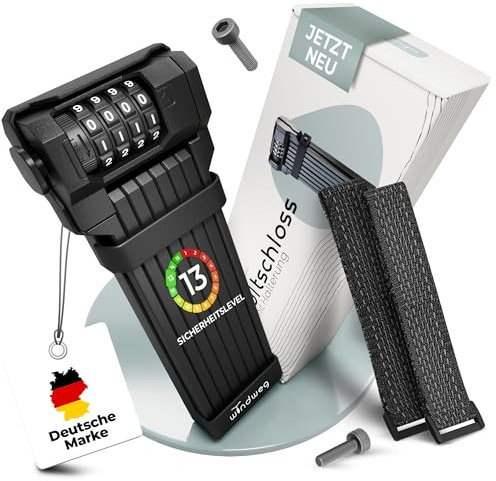 WINDWEG Faltschloss Fahrrad Diebstahlsicher [120cm] - Fahrradschloss hohe Sicherheit mit Halterung - Fahrradschloss Zahlenschloss, Fahrrad Schloss Faltschloss, bike lock, ebike, sh, Zahlencode