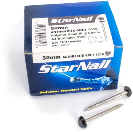 4.8mm Rapierstar StarNail Polymer Headed Nails - 50mm, Anthracite Grey