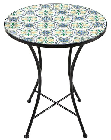 AXI Amélie Bistrotisch, Blau/Gelb | Bistrot-Gartenmöbel, Mosaik-Bistrotisch für Garten/Balkon/Terrasse