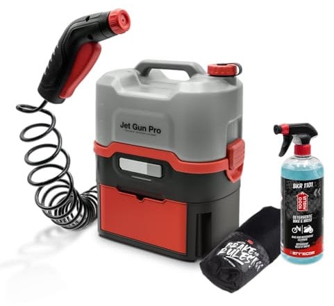 ERRECOM 1000 Miglia Kit Nettoyage Vélo : JET GUN PRO+ Nettoyeur Haute Pression Portable à Batterie Réservoir Eau 8 L, BKR 1101 Détergent Spray Bike 1L, Bike Cover Protection pour Transport et Stockage