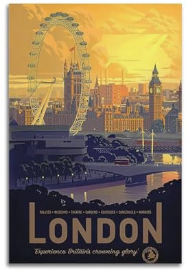 owengo London – Poster im Vintage-Stil von Printism Postern, ästhetische Reise, Stadt, Wandkunst, Leinwanddruck für Schlafzimmer, Dekoration, 20 x 30 cm, ungerahmt, Stil 1