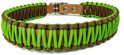 Hundehalsband Lori Tierluxe - Handgemacht, Paracord, Biothane (Braun Grün, XS Halsumfang 20-25 cm)