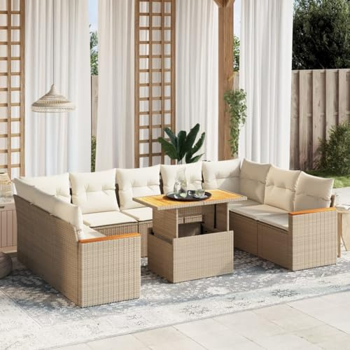 Snsowed Juego de sofás jardín con Cojines Beige 10 pzas ratán sintético, Set De Jardin Exterior, Muebles De Jardin, Muebles Jardin Exterior, Conjunto Mueble Jardin - 3273221