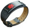 Hao Wu Xuan Medical Alert Gravierte Lederarmbänder Passen Sie das Edelstahl-ID-Tag an Diabetic Epilepsy SOS Armband für Männerschmuck