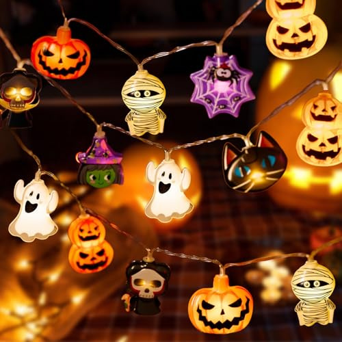 DIELIANHUA Halloween Lichterkette, 3 M 20 LEDs Halloween Deko Lichterkette, Lichterkettes Halloweens Outdoor, Geeignet für Halloweens, Karneval, Innen- und Außendekoration/C