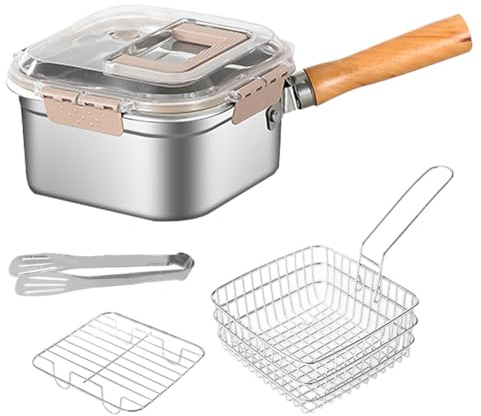 Friteuse Avec Panier | Friteuse Multifonction Grande Capacité - En Acier Inoxydable Anti-Éclaboussures pour Poulet et Frites