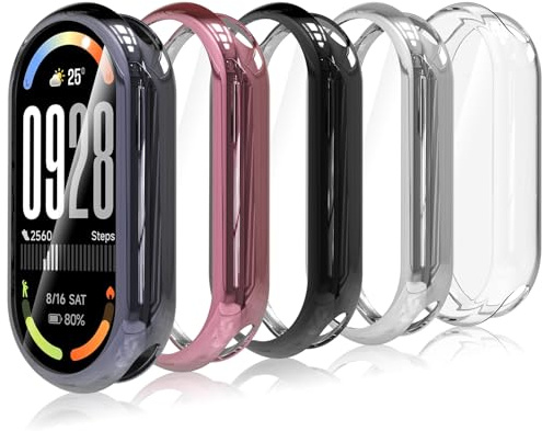 Hianjoo 5 PCS Cover Compatibile per Xiaomi Smart Band 10, Antiurto Schermo TPU Protezione Custodia Compatibile per Xiaomi Smart Band 10