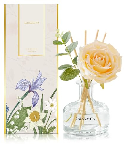 Diffuseur de Parfum, Diffuseur Parfum Maison Crème Vanille avec 7 Bâtonnets Diffuseur Parfum, Decoration pour Chambre, Salon, Salle de Bain