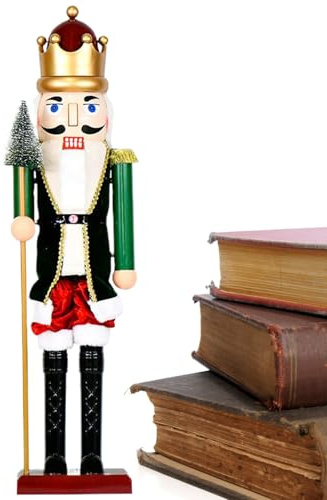 Kustimantu Nussknacker-Figuren, Soldat, 40 cm, Weihnachtsfigur mit Licht und Musik für Wohnzimmer, Schlafzimmer, Dekoration für Regale, Esstisch und Partys
