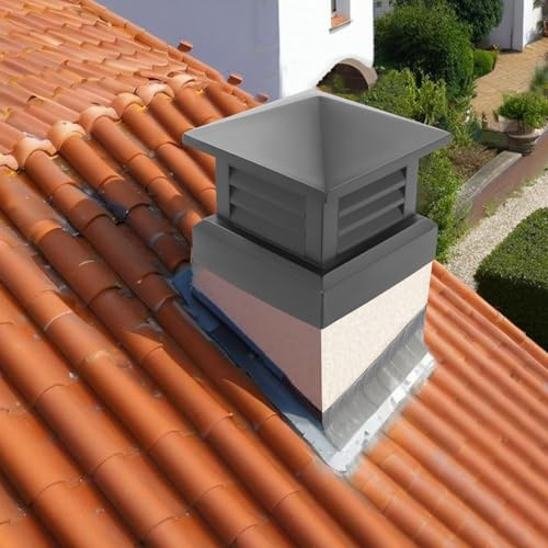 Schornsteinabdeckung Quadratische Regensichere Außenabdeckung Aus Aluminiumlegierung Mit Pyramidenform Für Schornsteine 35x35cm Schwarz