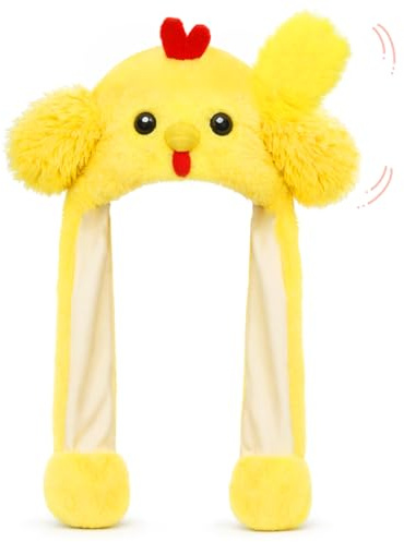 Deletoys Chicken Animal Hat Moving Ears Plush Cap Gift for Kids