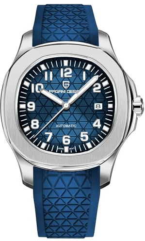 Pagani Design Elegante mechanische Herrenuhr Automatikwerk achteckiges Edelstahl gehäuse Japanisches 8215 Uhrwerk Armband Fluorkautschuk wasserdicht lässige Sportuhr Datum