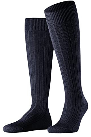 FALKE Herren Kniestrümpfe Teppich Im Schuh M Kh Wolle lang einfarbig 1 Paar, Blau Dark Navy 6370, 41-42
