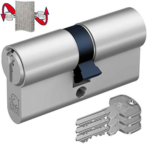 BASI 5200–0000–30/30 mm Profil-Doppelzylinder mit Notfall Funktion – Nickel, Silber, 5200-0025