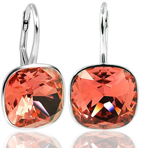 925 Silber Ohrringe Marken Kristalle Orange Silberohrringe Padparadscha NOBEL SCHMUCK
