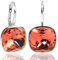 925 Silber Ohrringe Marken Kristalle Orange Silberohrringe Padparadscha NOBEL SCHMUCK