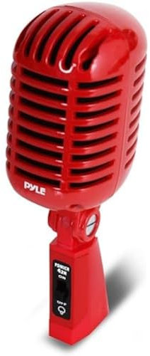 Pyle Vintage Dynamic Microphone, Retro Microphones, Classic Old Style Vocal Mics, Unidirectional Cardioid Mic w/ XLR Cable, Universal Stand Compatible, Live Performance, Studio Recording