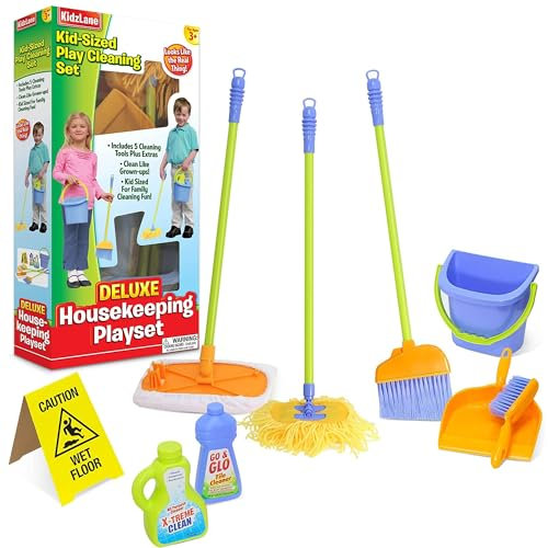 kidzlane Set di Pulizia per Bambini - Mini Giocattoli per la Pulizia Ideale per Bambini di età Compresa tra 2-4.