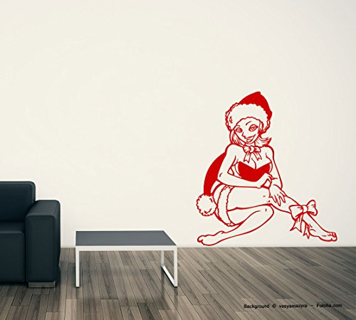 Sunnywall Wandtattoo Sexy Lady pin up Weihnachtsengel Christmas Girl Pinup Kupfer Gr1