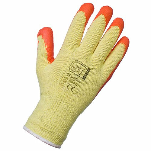 Colour: Orange | Size: L - SIZE 9 | Amount: 24 Pairs | Type: Handler Glove Mens Rubber Palm Gripper Work Ladies