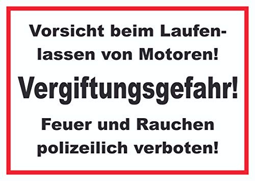 HB-Druck Vorsicht beim Laufen Lassen von Motoren Schild A3 Rückseite selbstklebend