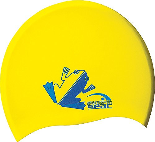 SEAC Enfant Jr Bonnet de Bain Piscine pour Enfants en Silicone, Jaune, Taille Unique EU