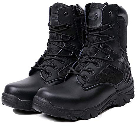 LiliChan Uomo Stivali Tattici Delta Zip Laterale Militare Lavoro 8 Pollici Esercito Scarpe (45, Nero)