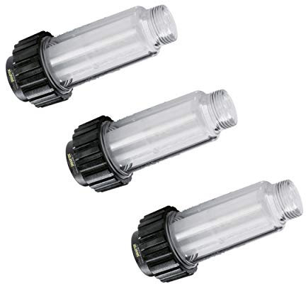 Lot de 3 filtres à eau avec filtre (5.731-050.0) pour tous les nettoyeurs haute pression avec raccord d'eau 3/4 comme Kärcher K2-K7 compatible avec 4.730-059.0 de ONE!