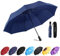 YumSur Parapluie Compact, Parapluie Pliable de Voyage, Coupe-Vent Automatique à Fermeture Automatique, poignée caoutchoutée pour Port en glissière, légère, renforcée, Portable, 10 Nervures Bleu