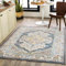 Livabliss Casablanca Vintage Teppich groß - Teppich Wohnzimmer 160x213 cm, Esszimmer, Schlafzimmer - Orientalischer Teppich Boho Style - Carpet Living Room, Bunter Muster, Braun und Blau