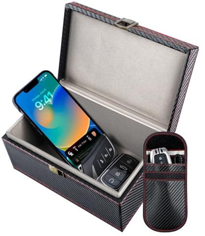 Homealexa Large Faraday Box - 19x13x10cm Car Key Signal Blocker for Keyless Entry Fob RFID Protection - Black