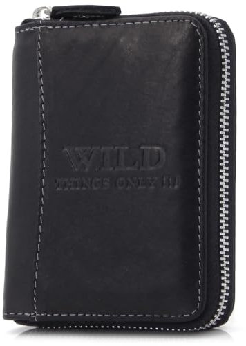 Portefeuille homme avec fermeture éclair sur tout le pourtour - Portefeuille homme avec protection RFID - Portefeuille homme en cuir