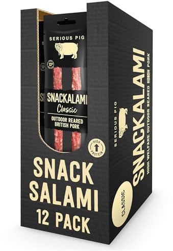 SERIOUS PIG - Salami Sticks, 13g Protein Per Pack, Made with Outdoor Reared British Pork, Keto Friendly (12 Pack)